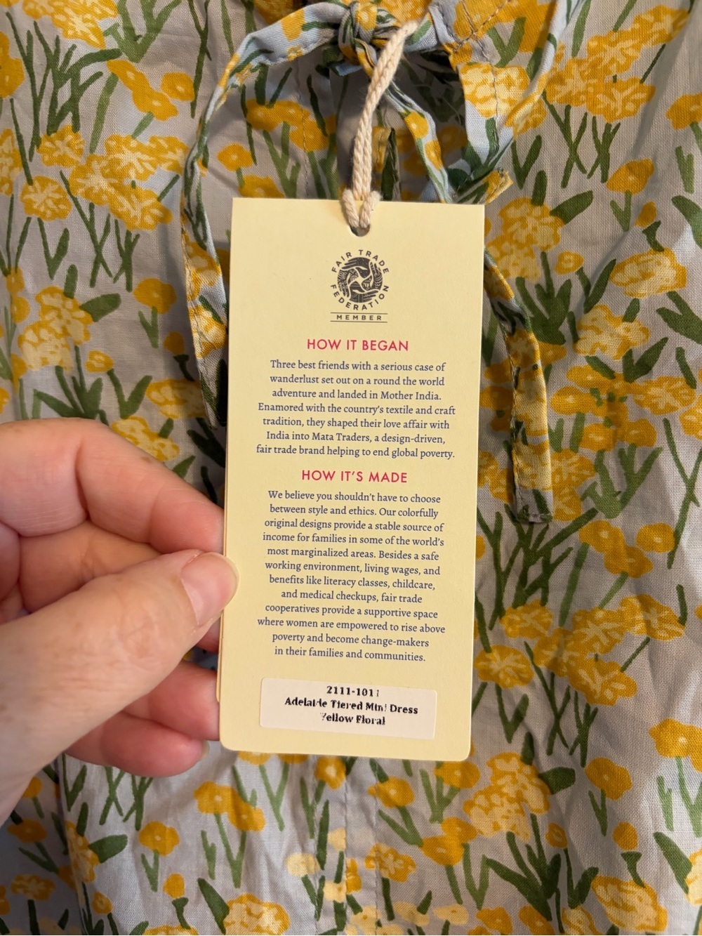 NWT Mata Traders Thais Tiered Midi Dress XS Navy Yellow Botanical Floral Cotton - Picture 4 of 6